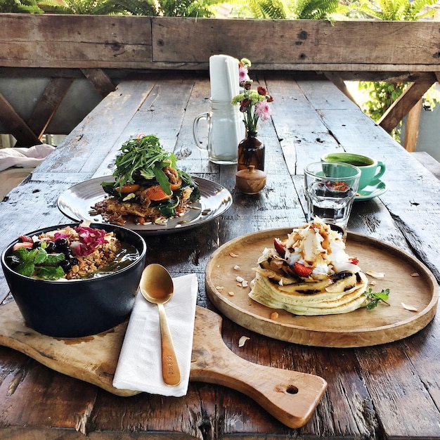 Assorted dishes on table